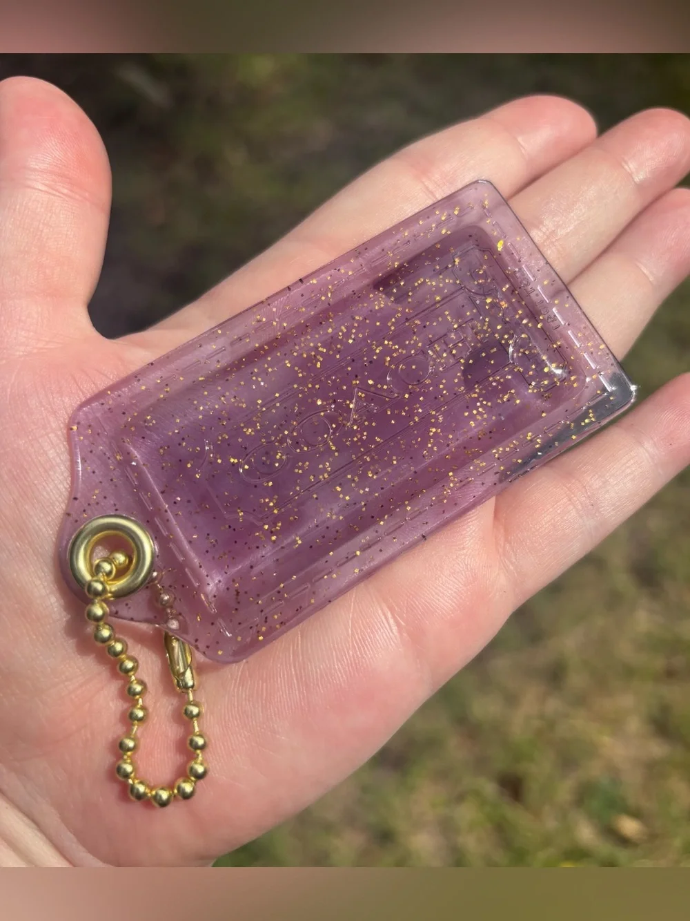 Vintage Coach Purple Gold Glitter XL Hang Tag